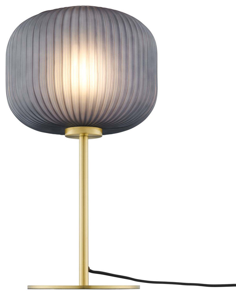 Reprise Glass Sphere Glass and Metal Table Lamp, Black Satin Brass