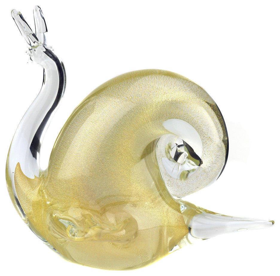 Murano Glass Snail Clear Gold