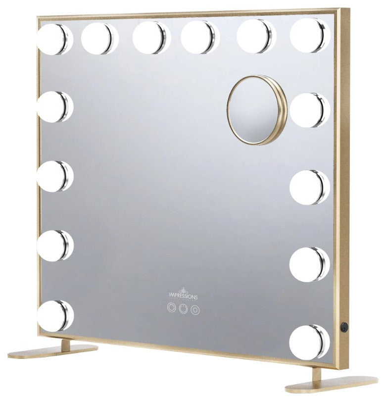Hollywood Tri Tone Plus Makeup Mirror, Champagne Gold
