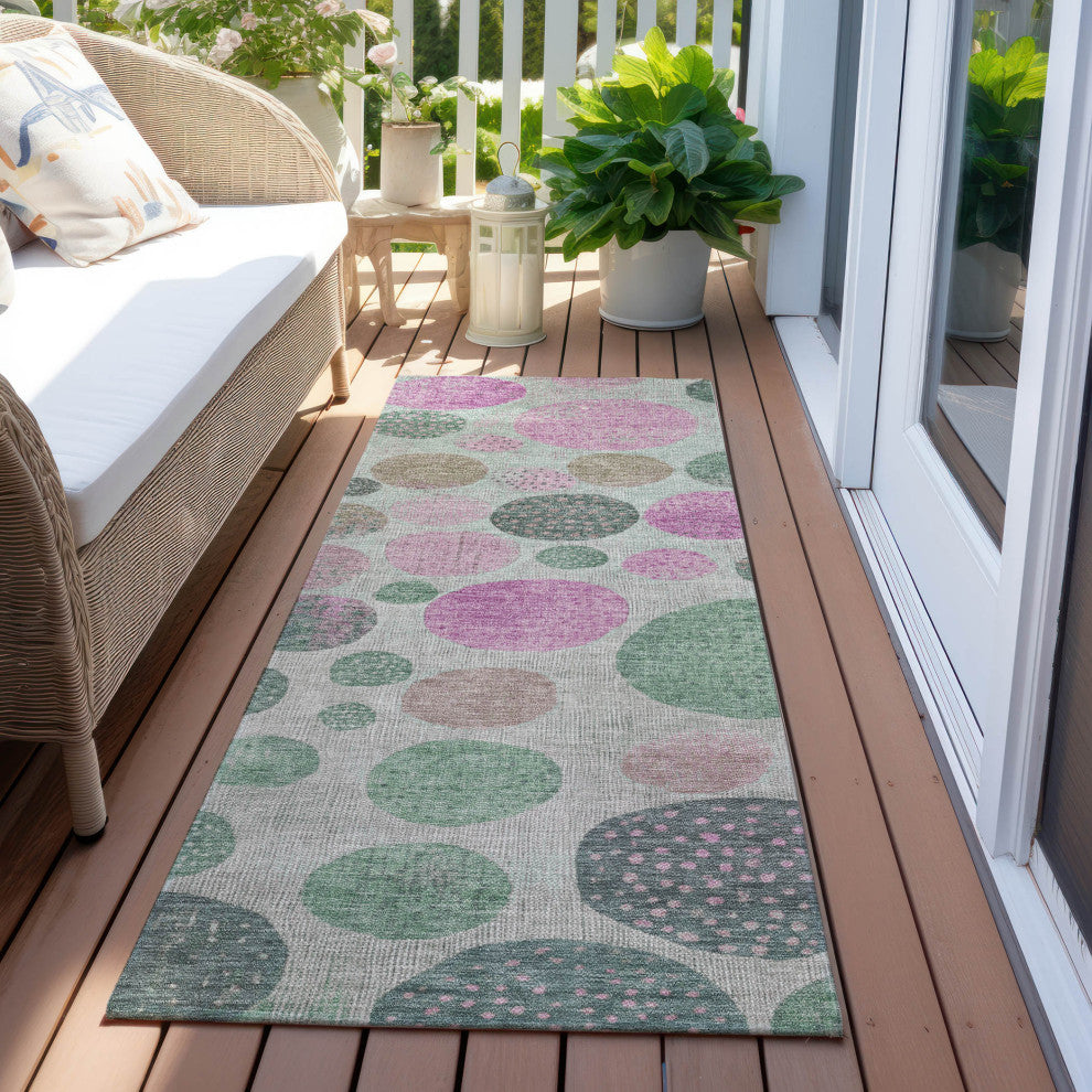 Machine Washable Indoor/Outdoor Chantille ACN1899 Sage 2'3" x 7'6" Runner Rug