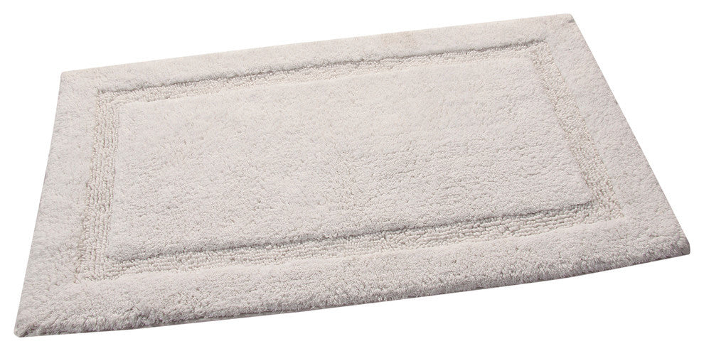 Bath Rug Cotton Solid Color Regency Pattern, White, 34"x21"