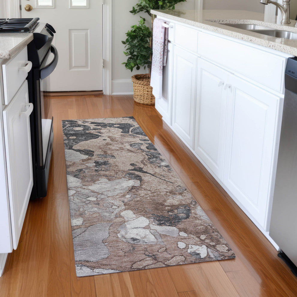 Machine Washable Indoor/Outdoor Chantille ACN1909 Mocha 2'3" x 7'6" Runner Rug