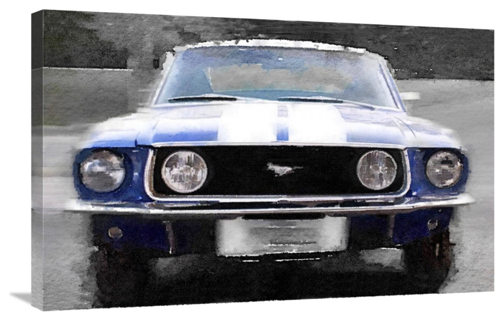 "1968 Ford mustang Front End Watercolor" Fine Art Print
