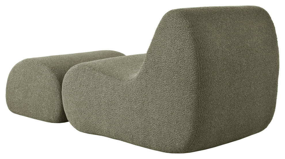 GDF Studio Minimalist Curved Design Accent Chair With Ottoman Set, Green