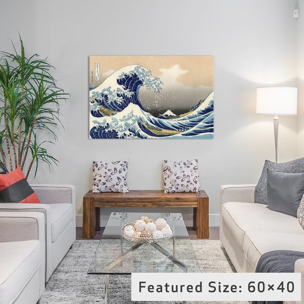 "The Great Wave at Kanagawa" by Katsushika Hokusai, 40x26x1.5