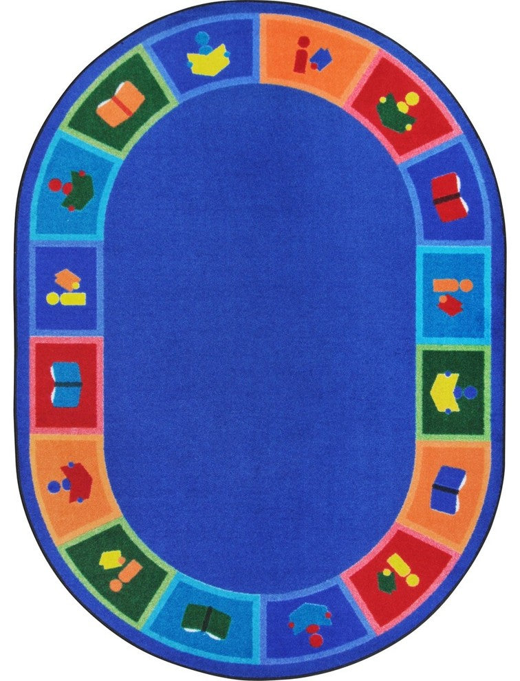 Kid Essentials Rug, Library Blocks, 5'4"x7'8" Oval
