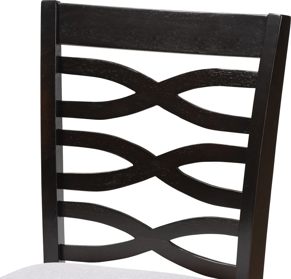 Brande Gray Fabric Espresso Brown Finish Counter Height Pub Chairs, Set of 2