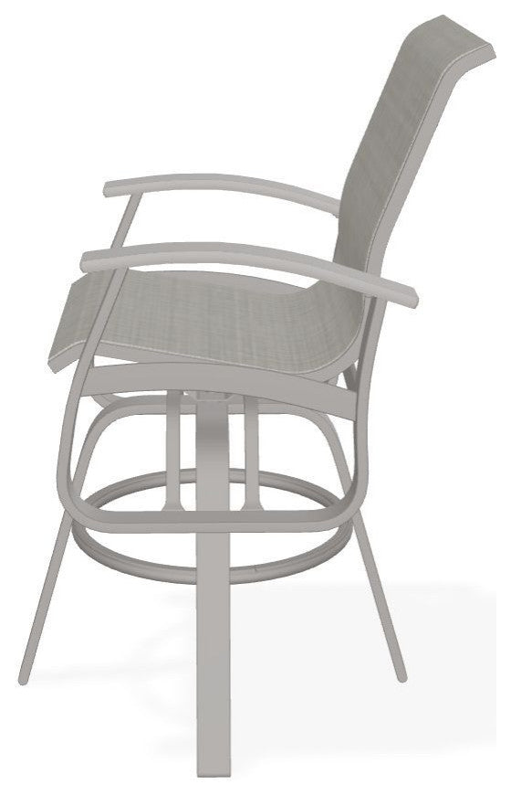 Belle Isle Sling Bar Height Outdoor Swivel Armchair, Deacon/Warm Gray