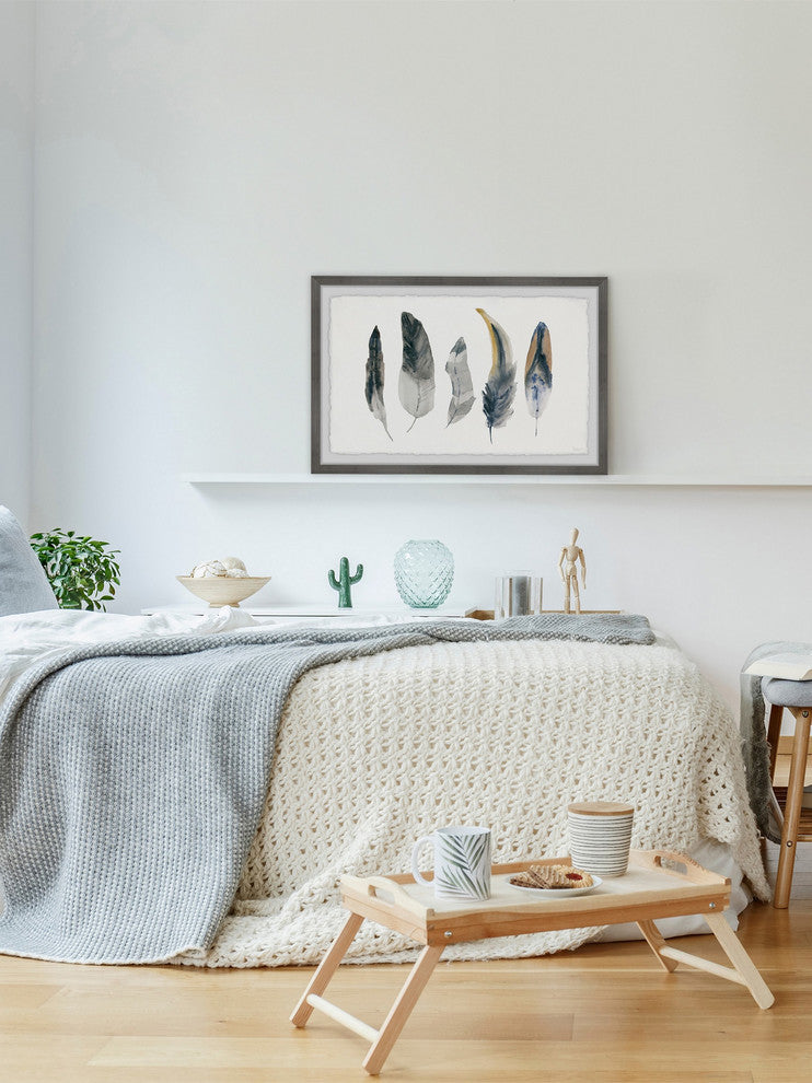 "Shaded Feathers" Framed Painting Print, 24"x16"