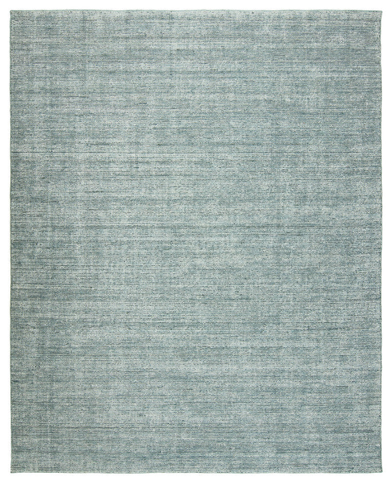 TERRA Spa Blue Hand Made Wool and Silkette Area Rug, 2' X 3'