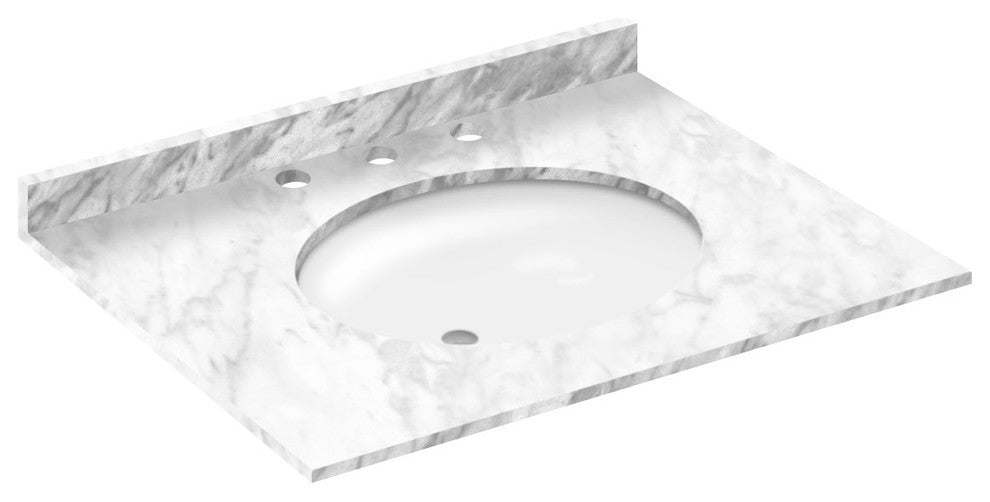 Cara White 31"x22" Marble Vanity Top, 8" Spread