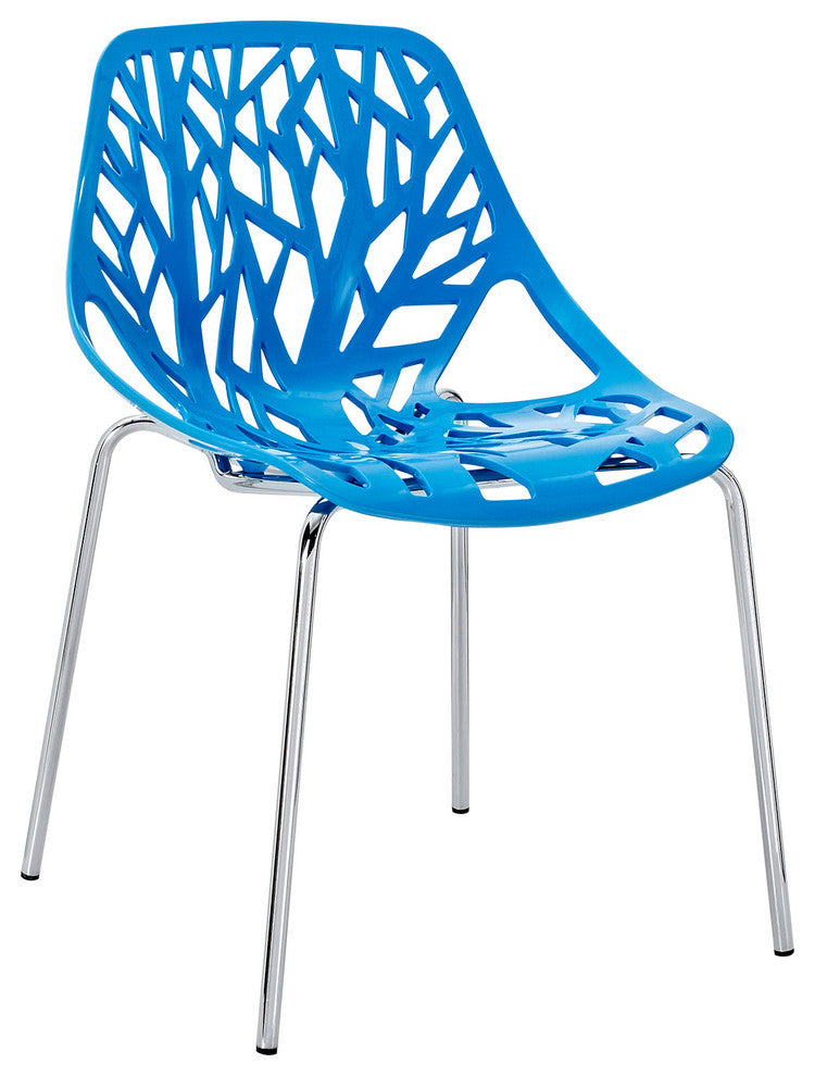 Modern Contemporary Kitchen Dining Side Chair Blue, Outdoor and Indoor