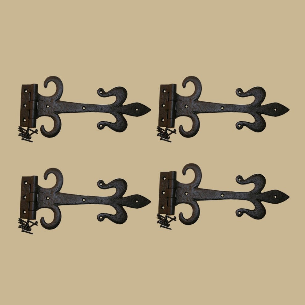 Black Wrought Iron Door Strap Hinge 18" L Flush Mount Set of 4 Renovators Supply