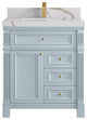 Paris 30" Single Sink Bathroom Vanity, Blue Heather 2" Calacatta Gold