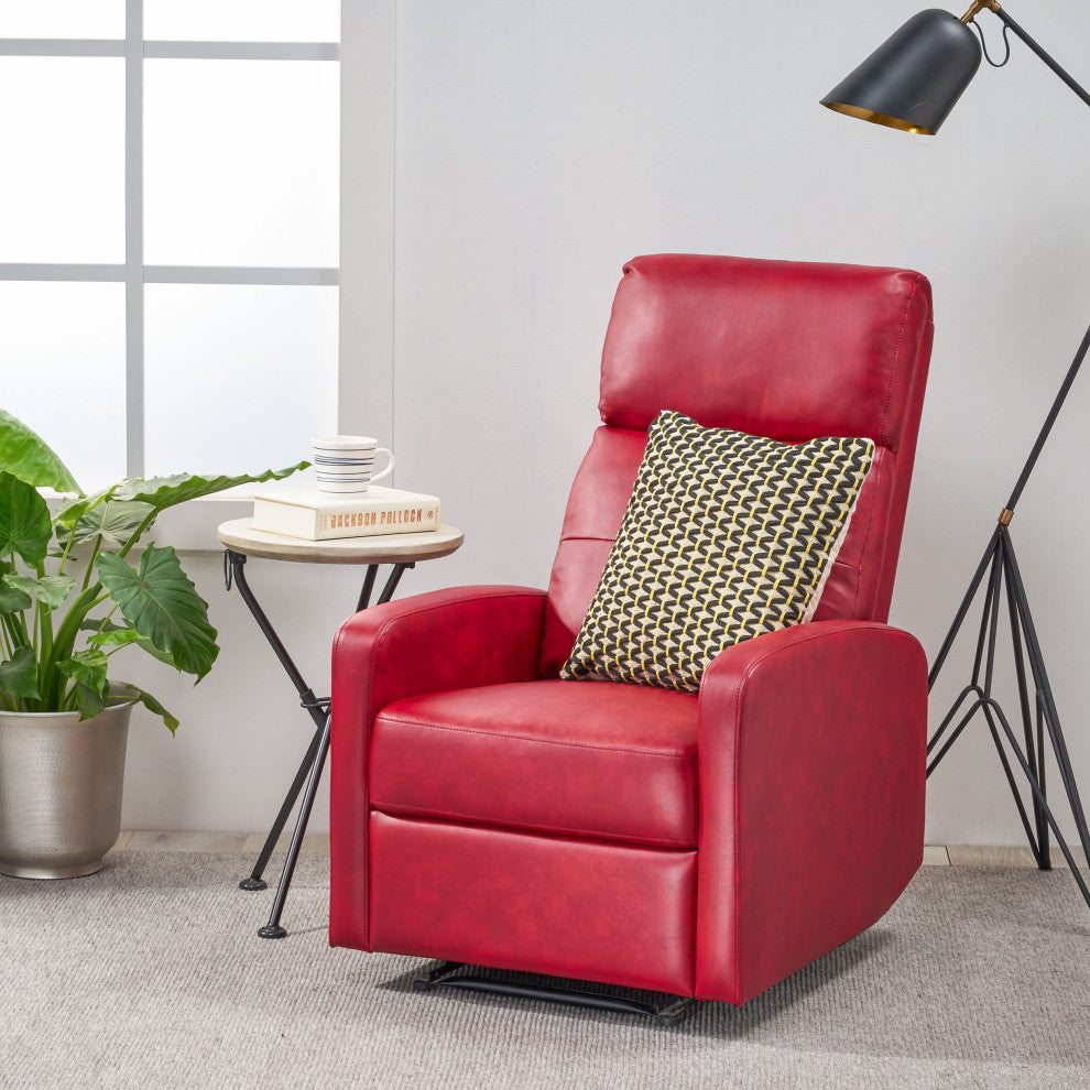 GDF Studio Teyana Red Leather Recliner Club Chair