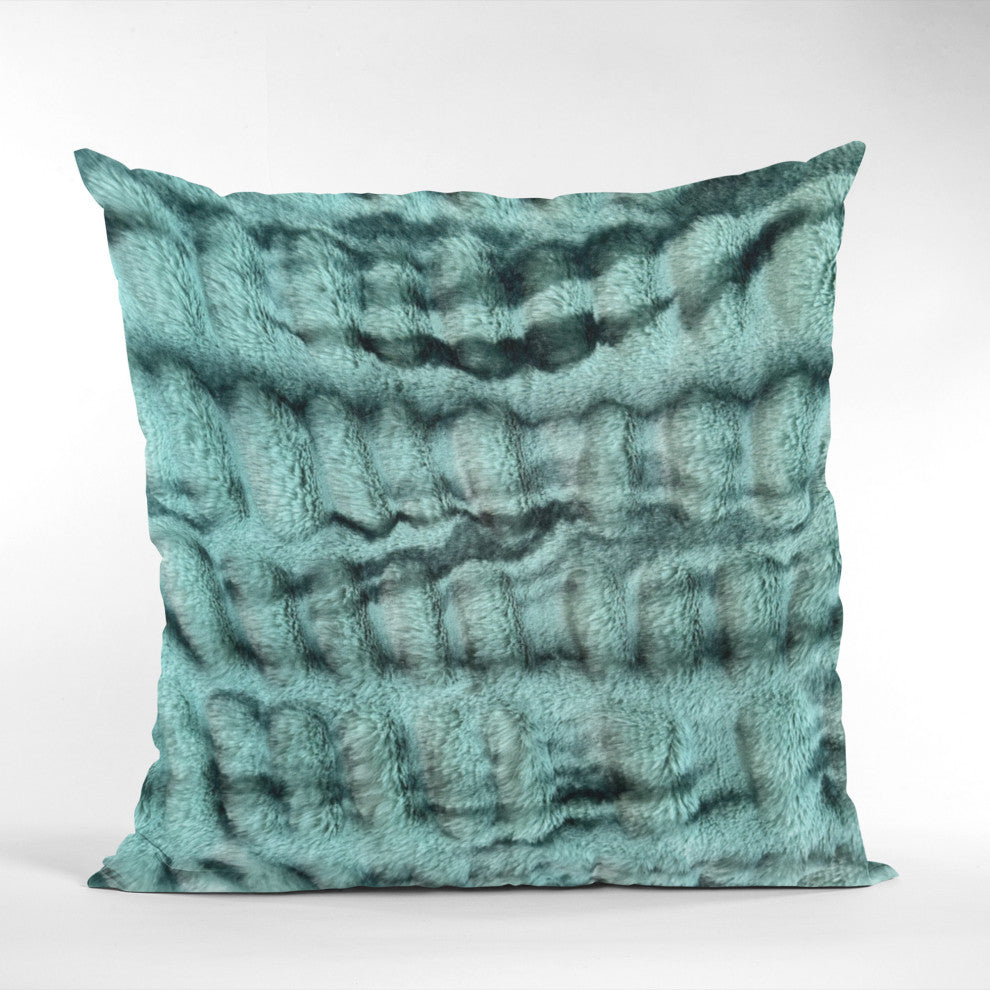 Plutus Teal Sherpa Faux Fur Luxury Throw Pillow, Teal, 22" x 22"