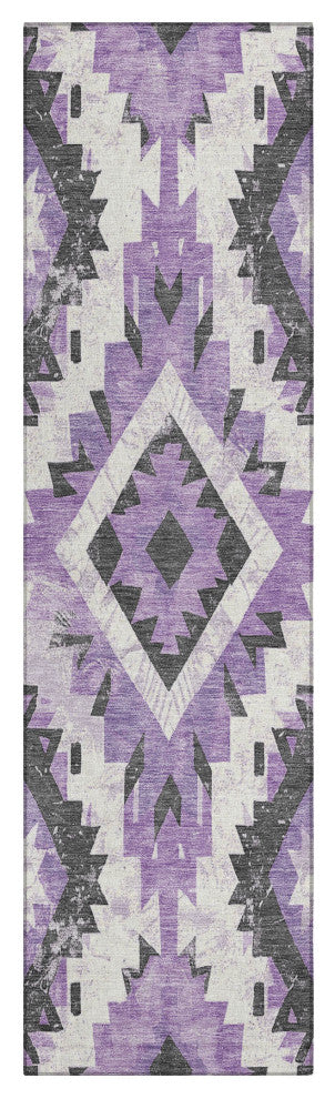 Machine Washable Indoor/Outdoor Chantille ACN1878 Purple 2'3" x 7'6" Runner Rug