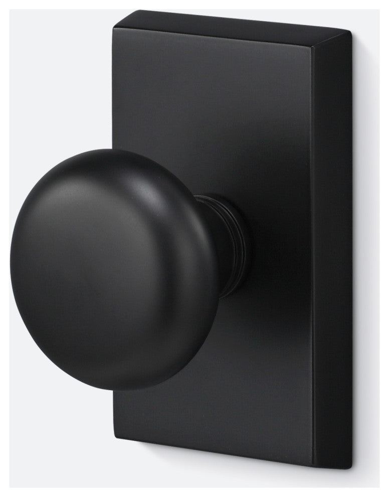 Ridgecrest Mountain Oakley Single Dummy Door Knob with Square Rosette, Flat Black