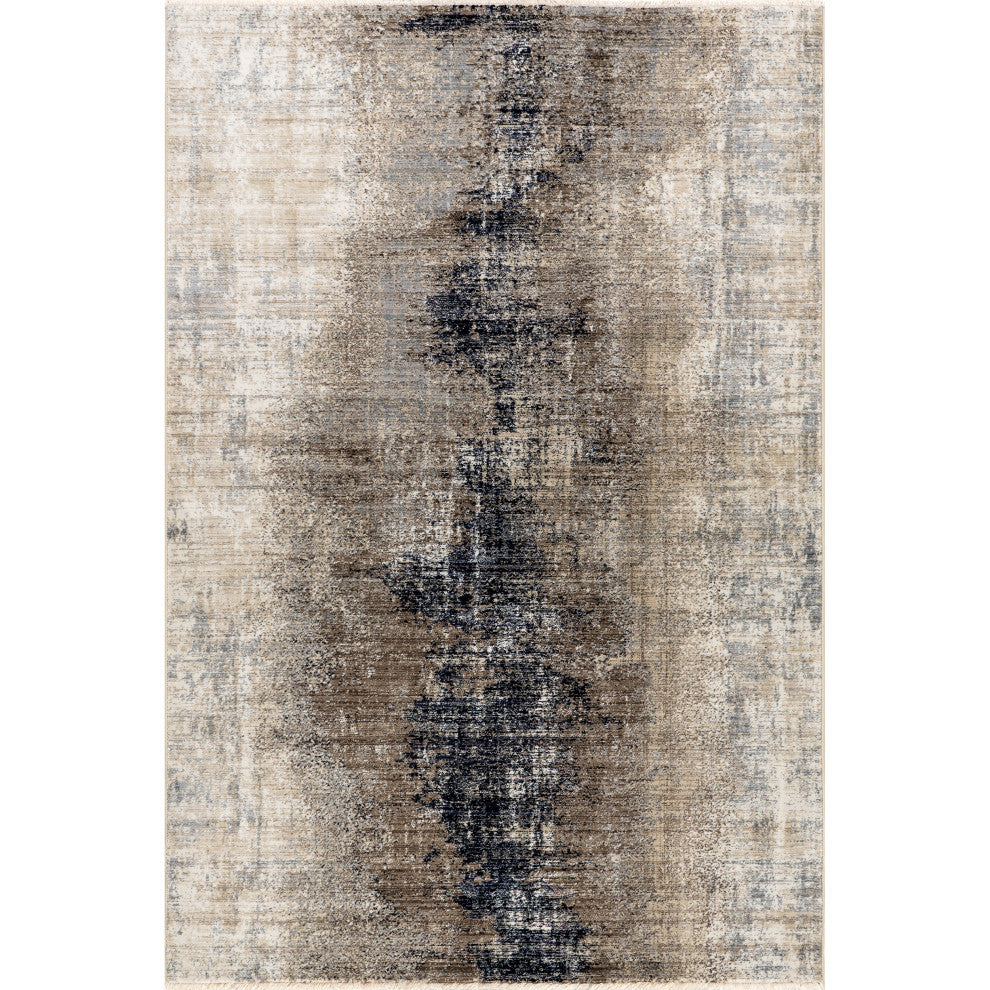 Rhae Contemporary Abstract Area Rug, Navy 4'x5'7"