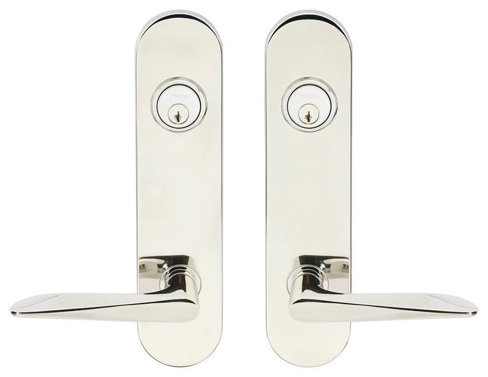 Ecco Lever, Tubular Entry, Double Cylinder, Polished Stainless Steel