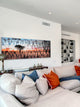 "African Landscape" Print on White Wood, 60"x20"