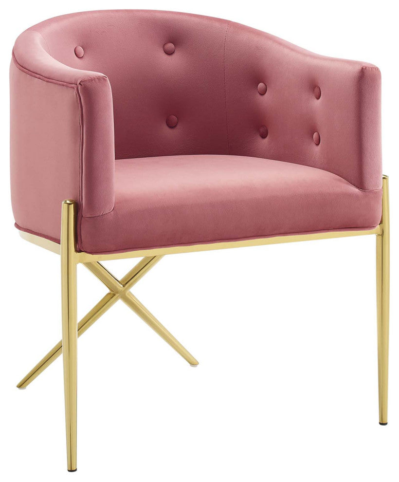 Savour Tufted Performance Velvet Accent Dining Armchair - Dusty Rose