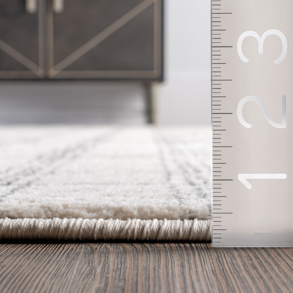 Nuloom Banded Bird's Eye Diamonds Area Rug, Grey 4'x6'