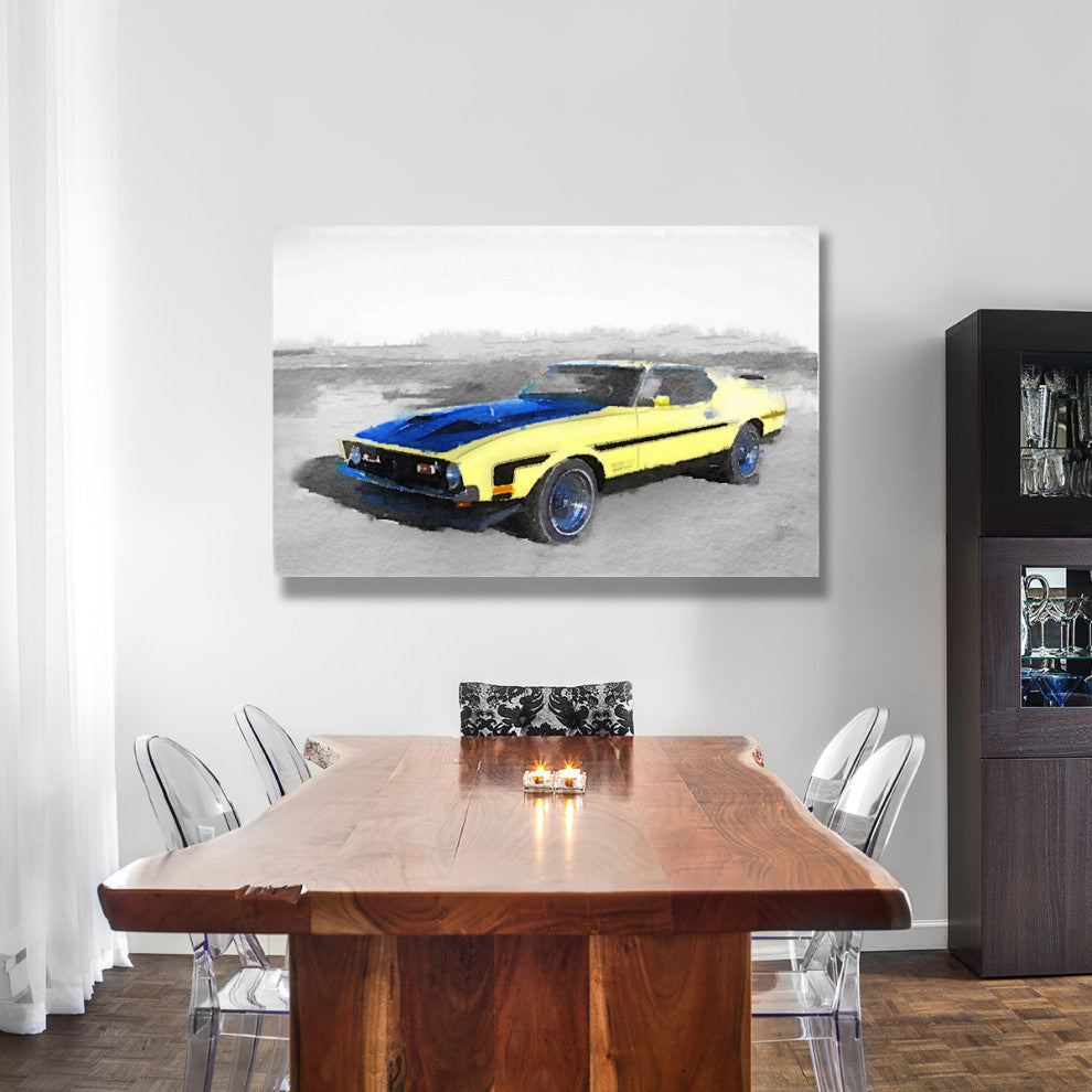 "1971 Ford Mustang Boss Watercolor" Fine Art Print