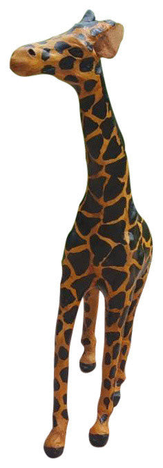Handmade Paper Mache Giraffe Figurine, 14"