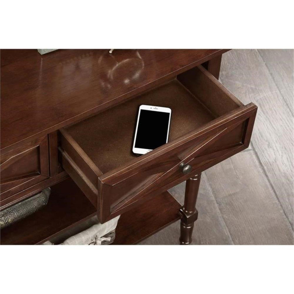 Convenience Concepts Country Oxford 2-Drawer Console Table Espresso Wood Finish