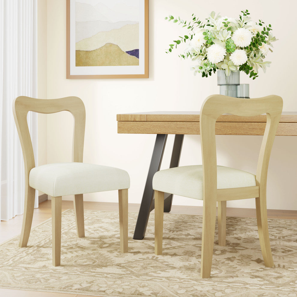 GDF Studio Modern Open Back Dining Chair, Set of 2, Light Ash/Beige