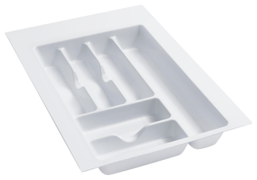 Polymer Trim to Fit Glossy Drawer Insert Cutlery Organizer, White, 14.25"W