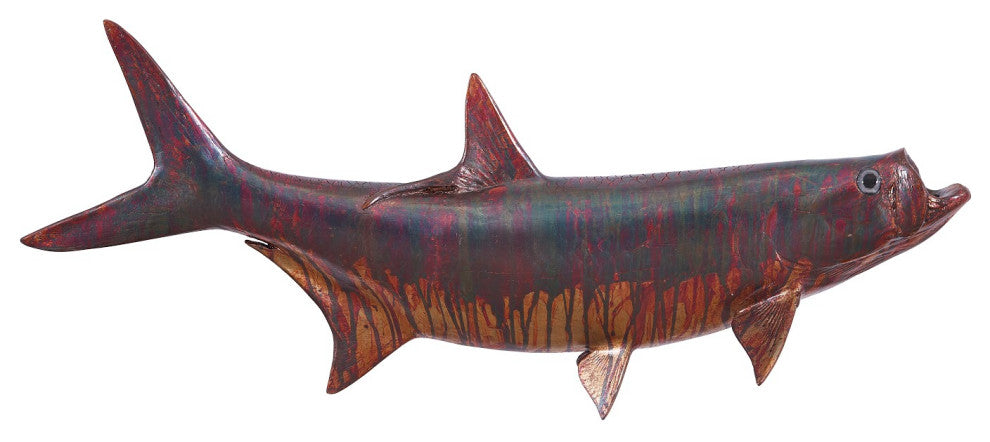 Tarpon Fish Wall Sculpture, Copper Patina