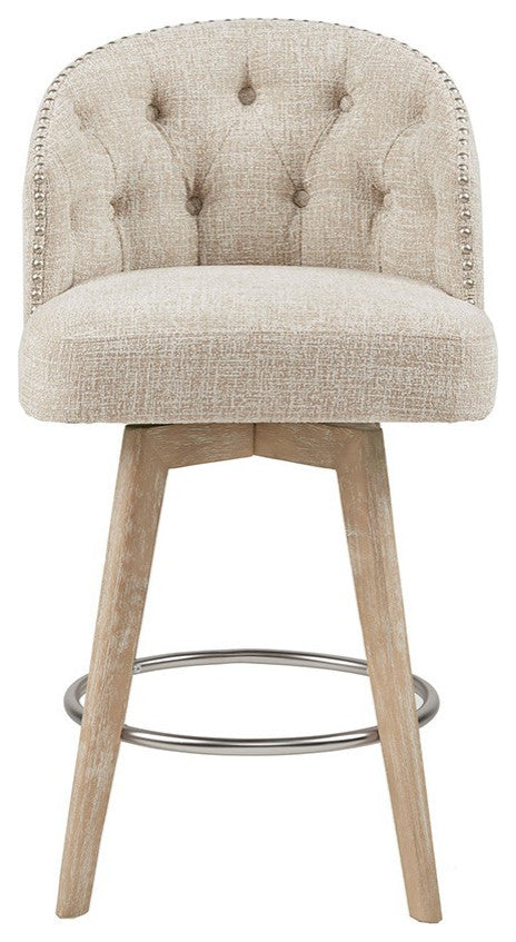 Madison Park Modern Swivel Chair Counter Height Bar Stools, Cream