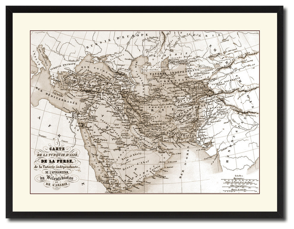 Persia Arabia Iraq Iran Vintage Sepia Map Canvas Print, 28"x37"