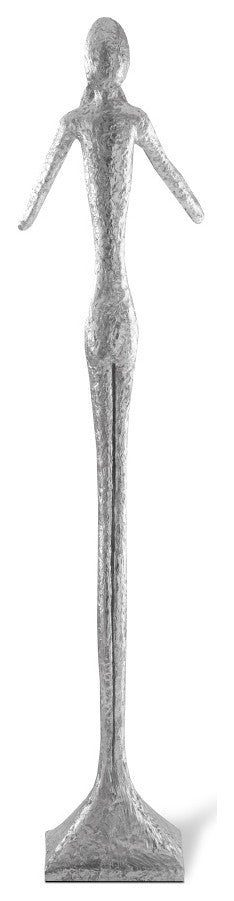 Speak No Evil Skinny Sculpture, Silver Leaf, Large