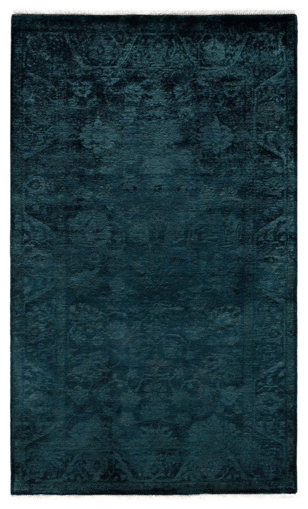 Overdyed One-of-a-Kind Hand-Knotted Area Rug Green, 3' 3" x 5' 2"