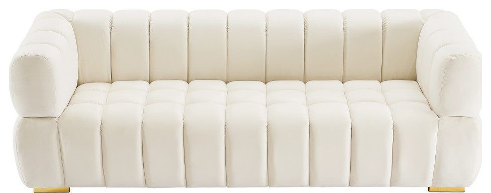 Gwen Velvet Upholstered Chair, Cream, Sofa
