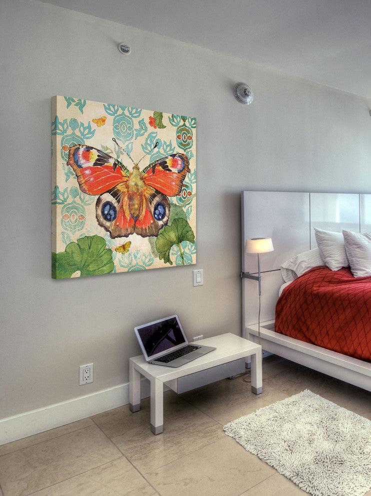 "European Peacock Butterfly" Painting Print on Canvas by Evelia