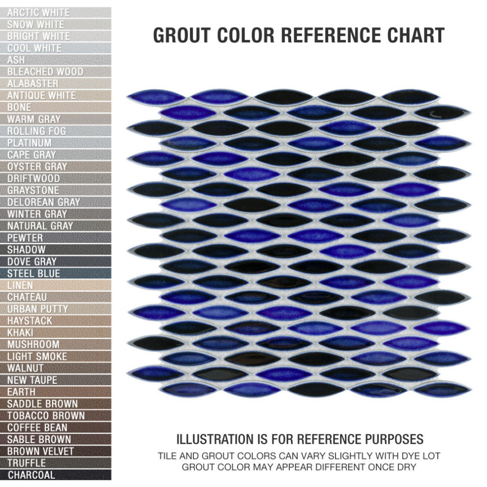 Pescado Glossy Ceramic Mosaic Floor and Wall Tile, Glossy Azul
