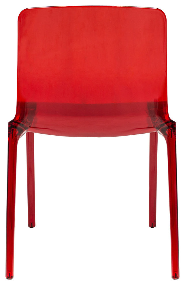 LeisureMod Murray Lucite Stackable Molded Dining Side Chair, Red