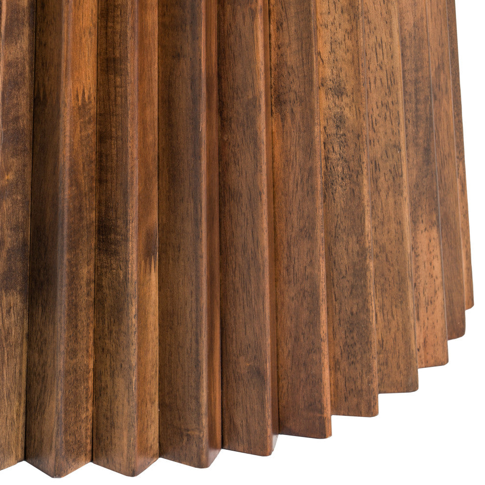 Modrest Nancy Mid-Century Modern White Marble + Walnut Round Dining Table