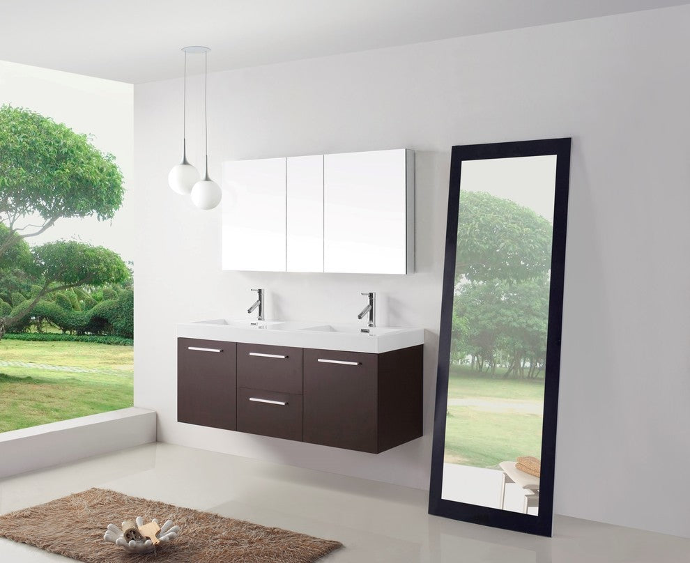 Zuri 55" Double Vanity, Wenge, Polished Chrome