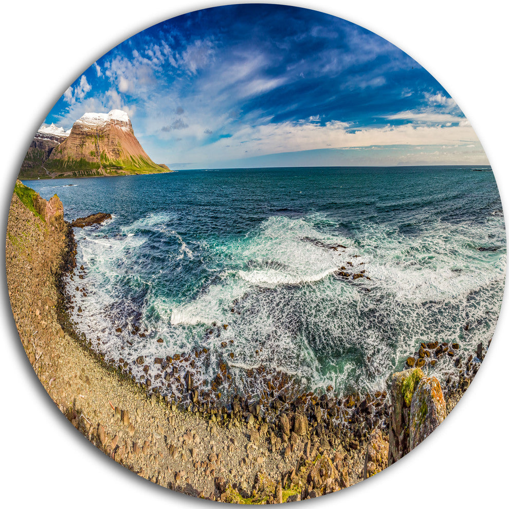 Arctic Sea And Coastline Panorama, Seashore Round Wall Art, 38"