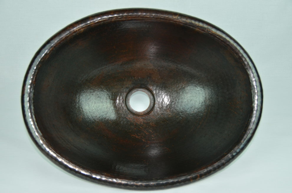 Oval 16" Top Mount Hand Made Copper Sink