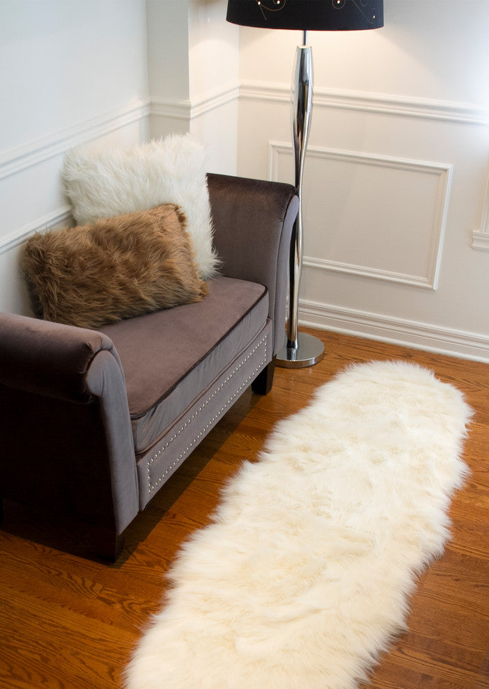 Gordon Faux Sheepskin Rug, Off-White, 2'x6'