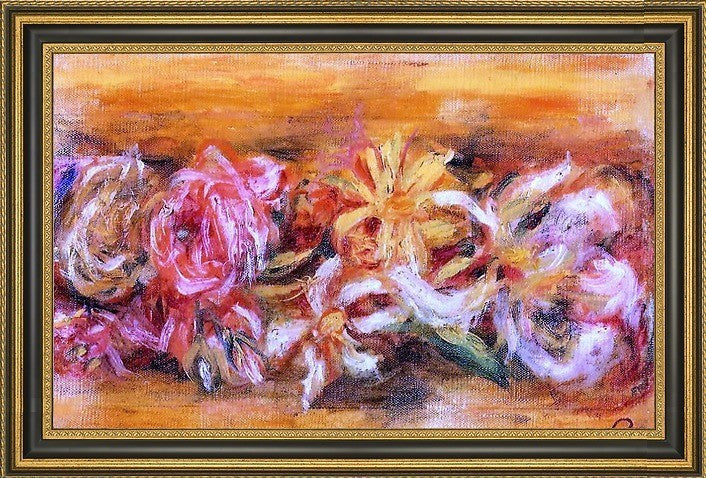 Pierre Auguste Renoir Garland of Flowers  Framed Premium Canvas Print, 18"x27"