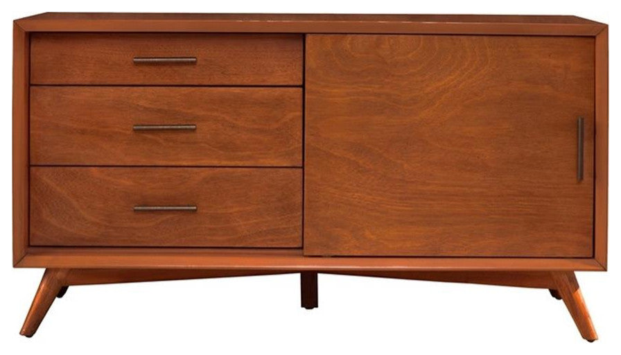 Alpine Furniture Flynn Small Wood TV Console in Acorn Brown