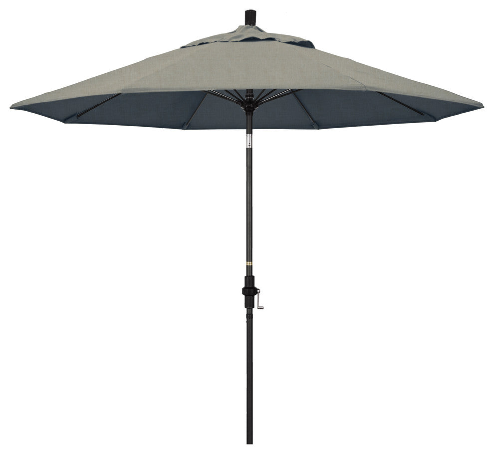 9' Matted Black Collar Tilt Lift Fiberglass Rib Aluminum Umbrella, Sunbrella, Spectrum Dove