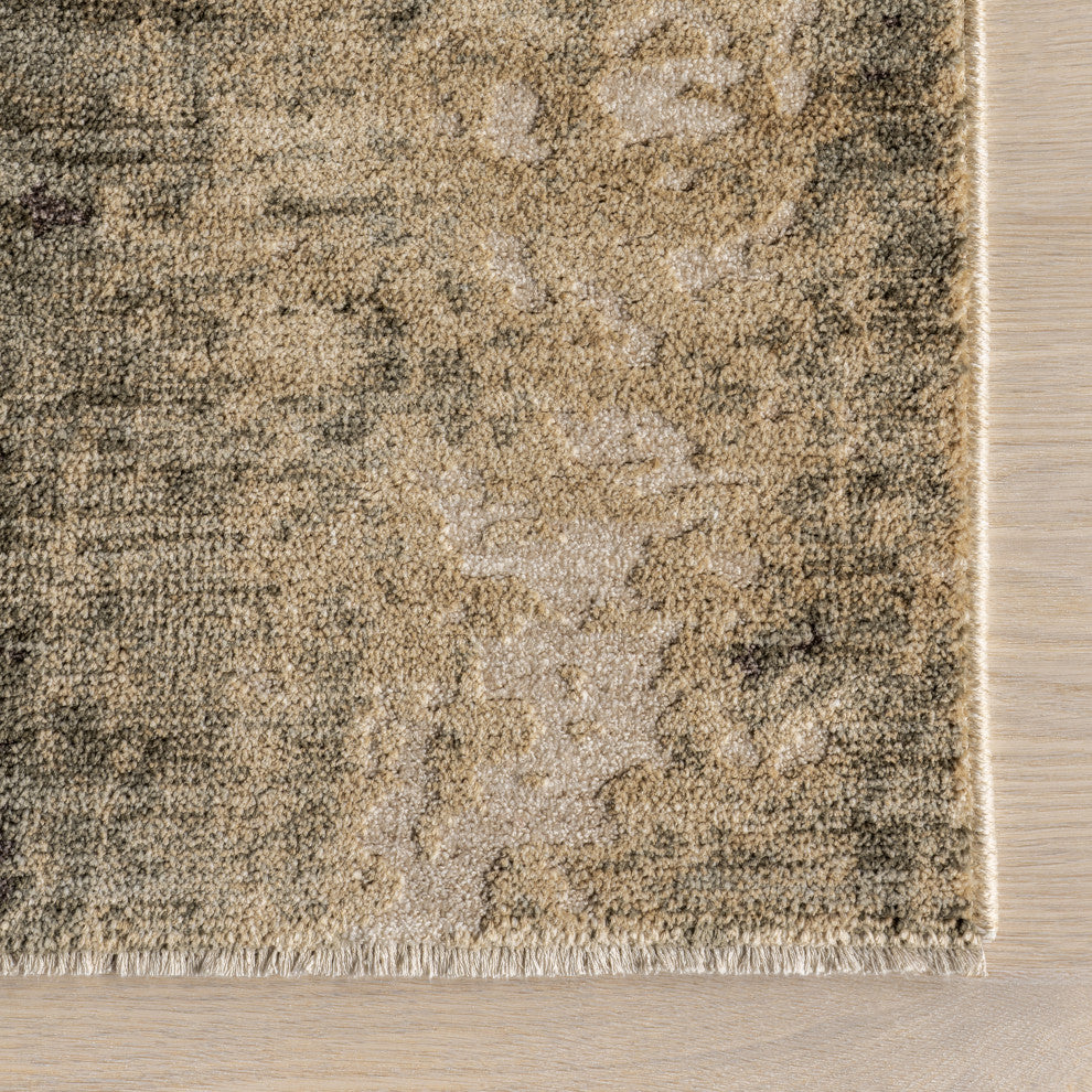 Eulalie Contemporary Abstract Area Rug, Green 3'x5'